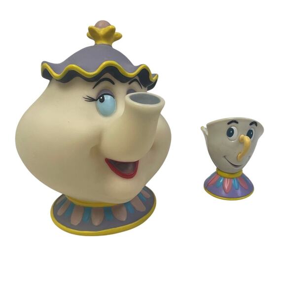Vintage Disney Beauty and The Beast Mrs Potts Chip Plastic Collectible Bank - Picture 1 of 5